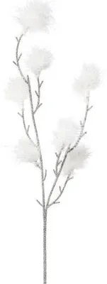 Produktbild von artplants.de Kunst Zweig Federbuschstrauch SMORKE mit Blüten, weiß, 75cm - Deko Federbuschzweig