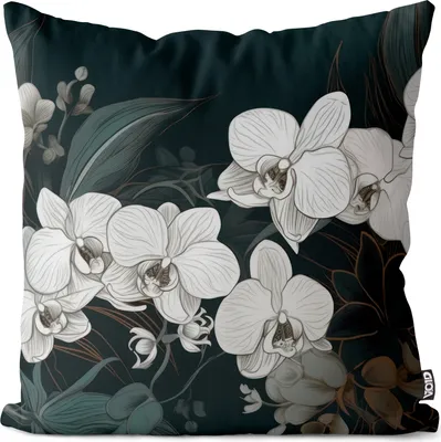Produktbild von VOID Orchideen Zeichentrick Blumen Kissenbezug Kissenhülle sofa couch wohnzimmer dekoration wasserfest Outdoor Garten Kissen bezug deko