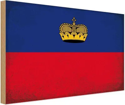 Produktbild von vianmo Holzschild 20x30 cm Liechtenstein Vintage Flagge Fahne Wappen