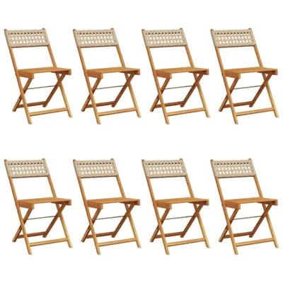 Produktbild von vidaXL Gartenstühle 8 Stk. Klappbar Beige Poly Rattan & Massivholz