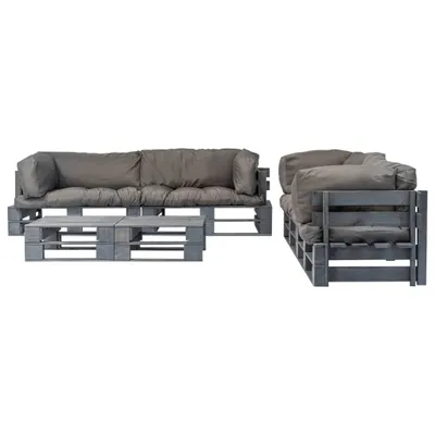 Immagine prodotto di vidaXL Set di 6 pezzi per salotto da esterno con cuscini in legno grigio