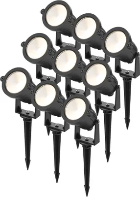 Produktbild von hoftronic LED Gartenstrahler 4,9W 425lm 3000K IP65 Schwarz Set 9 Stück