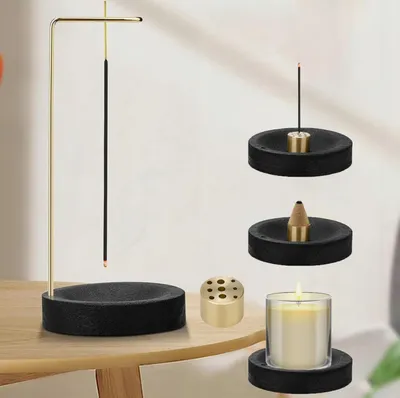 Produktbild von Räucherstäbchenhalter Holz Rund Schwarz Concave Dekoration