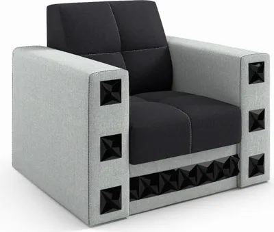 Produktbild von LIKMA Polstersessel Manila Schwarz Hellgrau 86x85x85 cm mit Armlehnen Wohnzimmersessel mit Wellenfedern Stoff Inari