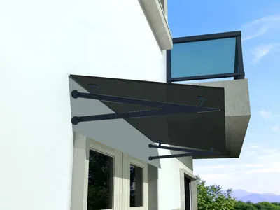 Immagine prodotto di Vetreria Westfalen - (V) 120x90 cm Vetro grigio Tettoia + supporto RAL7016