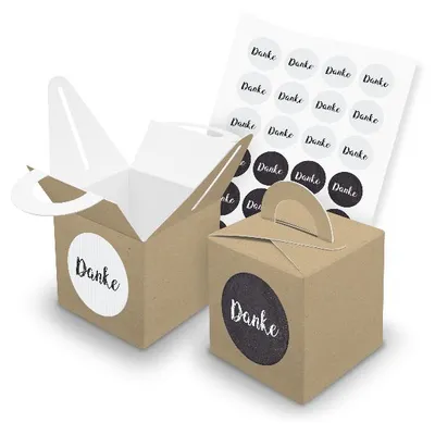 Produktbild von itenga SET 24x Würfelboxen mit Griff Braun (V43) + Motivsticker (M73)