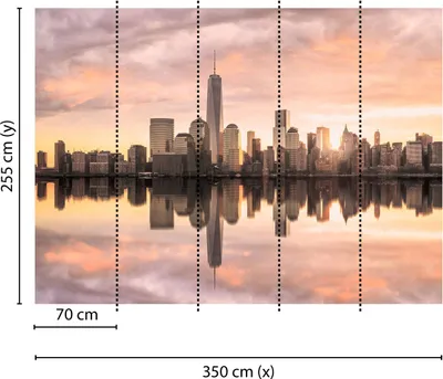 Produktbild von Tadessi Fototapete | Stadt | 3.50 m x 2.55 m | Grau | Orange | Wandbild | Digitaldruck