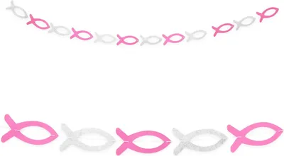 Produktbild von Oblique Unique Fisch Girlande Banner aus Filz Kommunion Taufe Konfirmation - grau rosa