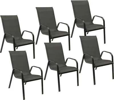 Produktbild von 6erSet Stühle MARBELLA aus grauem Textilene - anthrazitgraues Aluminium