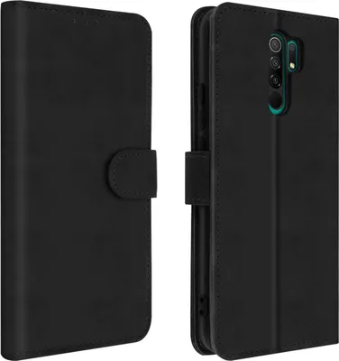 Produktbild von Avizar, Klappetui (Soft Touch) mit Standfunktion für Xiaomi Redmi 9, Schwarz