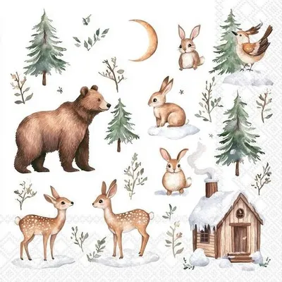 Produktbild von 20 Servietten Elements of Nature - Tiere im Winteridyll 33x33cm
