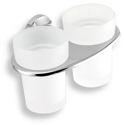 Imagen del producto de Novaservis Metalia 11: Soporte doble para cepillos de dientes y pasta de dientes, vidrio/cromado, modelo 0157.0
