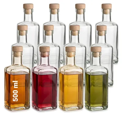 Obrázek produktu pro Sada 12 skleněných lahví o objemu 500 ml s korkovými zátkami