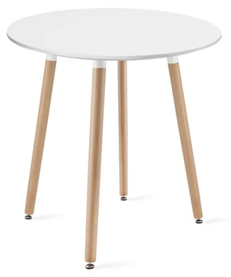 Immagine prodotto di Tavolo - Leobert - Kami - Bianco/Gambe Naturali - 60 Cm
