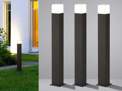 Produktbild von LED Pollerleuchte in Anthrazit 80cm - 3er Set Wegeleuchten Terrassenbeleuchtung