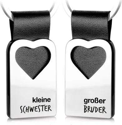 Produktbild von Leinwand-Schlossschlüsselanhänger mit Relief - Geschenk für Geschwister - kleiner Schwester & großer Bruder