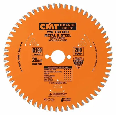 Productafbeelding van CMT | Zaagblad voor ijzer, staal en PVC, diameter 160/20 mm, Z60, FWF