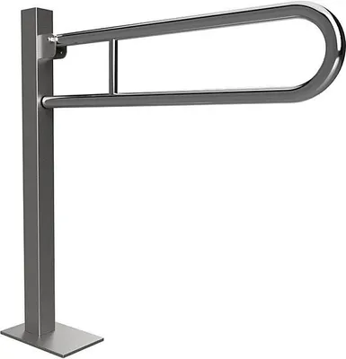 Produktbild von BELP Stützklappgriff in U-Form Bodenmontage Edelstahl poliert mit Abdeckung 153x870x875 mm, 120 kg Traglast für Bad & WC >> zum Bohren