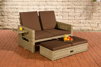 Produktbild von CLP Polyrattan Sofa Ancona 5mm natur Polsterfarbe Terrabraun