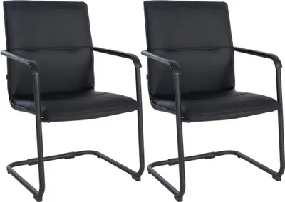 Produktbild von 2-teiliges Set Besucherstühle - Konferenzstühle - Ergonomischer Komfort - Kunstleder Schwarz