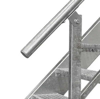 Image de escalier 3 marches modèle 1 indépendant galvanisé Escalier acier largeur 150 cm hauteur 63 cm 1x rampe