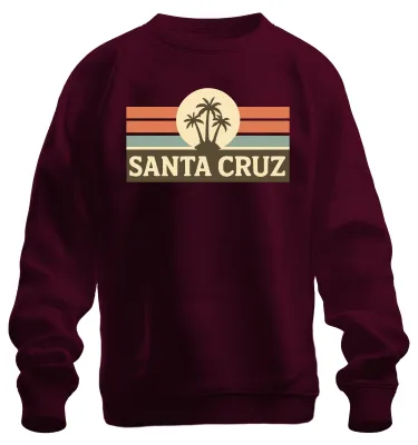 Obrázok produktu pre Santa Cruz Palm Retro Sunset Surfer California Coast Uni mikina, bordová, L