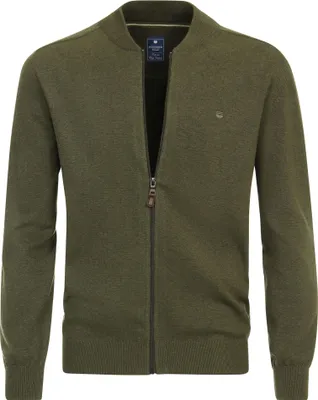 Produktbild von REDMOND Casual Herren Strickjacke College Zipper Comfort Olivgrün 4XL