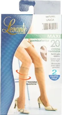 Obrázok produktu pre Podkolienky, 2 páry, dámske, 20 den, 22 dtex, saténovo matné, nadmerná veľkosť, komfortné, LEVANTE, model MAXI 20, GAMBALETTO, UNICA – ONE SIZE, polyamid 84 %, Elastan 16 %