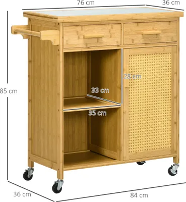 Produktbild von HOMCOM Küchenwagen Servierwagen mit Schublade, Schrank, Ebenen, Handtuchhalter