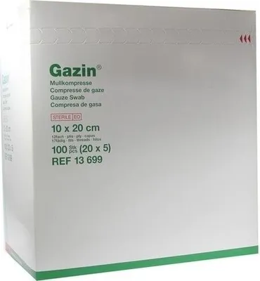 Image de Compresse Gazin 10x20cm 8 fois stérile, 20X5 pcs COM