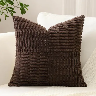 Productafbeelding van Kussensloop van corduroy, donkerbruin, 50x50 cm, 1 stuk