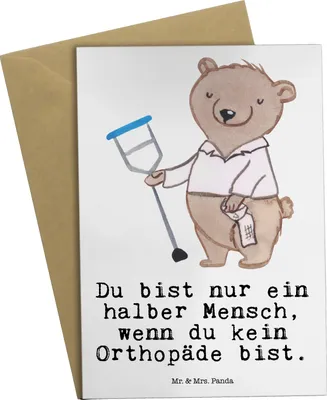 Produktbild von Mr. & Mrs. Panda Glückwunschkarte Orthopäde Herz - Weiß - Geschenk, Praxis, einladungskarten, osterkarten, Orthopädie, vatertagskarte, Spruch, weihnachtskarten, Grußkarte