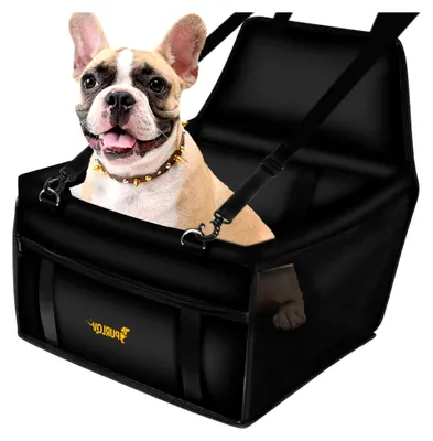 Produktbild von Faltbarer Autositz für Hunde und Katzen – 40x40x32cm – Wasserdicht, mit Sicherheitsgurt und Netzfenster – Haustier-Autositz für Vordersitz und Rückbank, bis 10kg