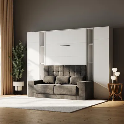Produktbild von SMARTBett SET Schrankbett M1 160x200 inkl. Regale & Hochschränke und SOFA Weiss