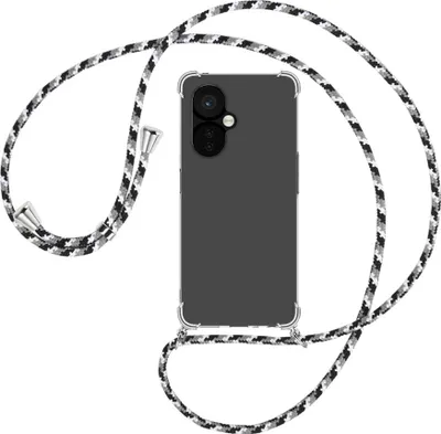 Produktbild von Handykette Backcover-Schutzhülle mit Band (Metall silberfarben) für OnePlus Nord CE 3 5G (6.7'') - schwarz/grau/weiß