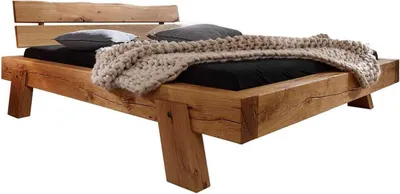 Produktbild von Casa Padrino Luxus Doppelbett Naturfarben - Verschiedene Größen - Massivholz Bett mit Kopfteil und Matratze - Hotel Möbel - Schlafzimmer Möbel - Luxus Möbel - Luxus Einrichtung