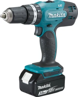 Image de Perceuse visseuse à percussion 18V Li-Ion LXT + 2 batteries 3Ah + chargeur rapide + kit accessoires - MAKITA - DHP453RFX2