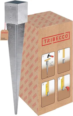 Produktbild von TRIBECCO®Pfostenträger Einschlagbodenhülse 121 x 121 mm Länge 900 mm Feuerverzinkt Einschlaghülse für Vierkantholzpfosten Bodenhülse Anker Stahl Bodenanker
