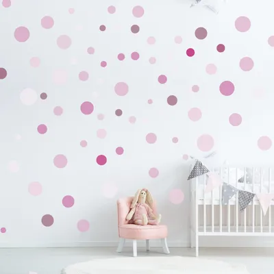 Produktbild von Set mit Kreis-Motiven für Kinderzimmer - farbenfrohe Wandstickers, rosa, lila, rosa