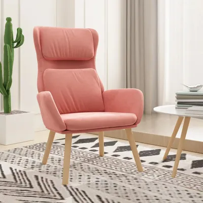 Image de The Living Store fauteuil inclinable en velours rose