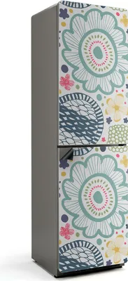 Zdjęcie produktu dla Kwiatowe i geometryczne wzory - Magnetyczna osłona lodówki - Folia dekoracyjna magnetyczna do kuchni - Magnetyczna dekoracja lodówki - Samoprzylepna tablica magnetyczna - Folia magnetyczna na drzwi lodówki - 60x205 cm