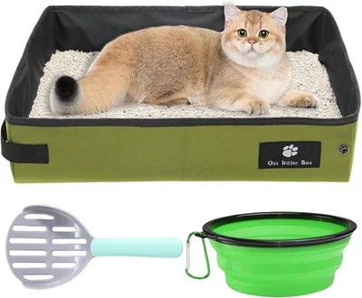 Produktbild von Opvouwbare kattenbak - Compacte en kleine draagbare katten toiletten in pastelrood voor onderweg