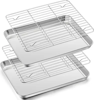 Zdjęcie produktu dla Herogo blacha do pieczenia z półką chłodzącą, stal nierdzewna Duża prostokątna blacha do piekarnika 31,5x24,5 cm