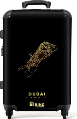 Produktbild von NoBoringSuitcases.com® Großer Koffer - Karte - Stadtplan - Gold - Dubai - Luxus - Kombinationsschloss TSA - Hartschalen Trolley 4 Rollen - 72 liter - Reisekoffer - 66 cmKoffer Mittelgroß 67x43x25 cm, 72L,