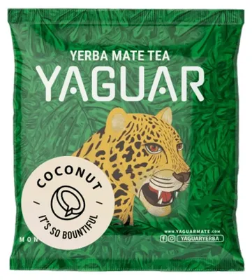 Produktbild von Yaguar - Mate Tee Probe Coconut 50g - Mit Kokoschips, Zitronengras - Luftgetrocknet - Mild, Wenig Staub - Yerba Mate aus Brasilien - 18 Monate Gereift
