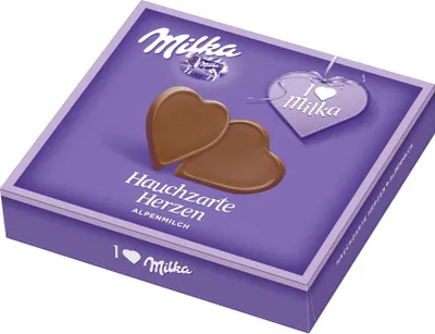 Produktbild von Milka Hauchzarte Herzen aus zart schmelzender Milka Alpenmilch 130g