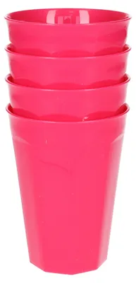 Produktbild von Geburtstag/kinder/camping Trinkbecher - 4x Stuck - 300 ML - rosa - Kunststoff - unzerbrechlich