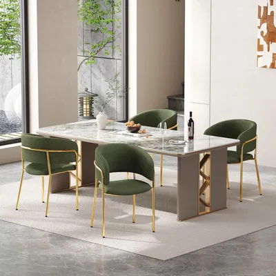 Produktbild von Fortuna Lai 4 St Moderner Stuhl mit Schrägstuhlbein, Verstellbare Füße und Cordstoff, Ideal für Wohnzimmer, Offene Bürofläche, Esszimmer(Grün)
