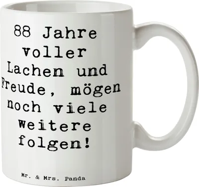 Produktbild von Mr. & Mrs. Panda Tasse Spruch 88. Geburtstag Freude - Weiß - Geschenk, Teebecher, Happy Birthday, herzliche Geschenke, persönliches, herzlichen, schöne, Teetasse, Pott