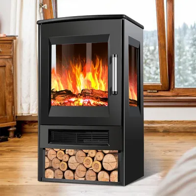 Obrázok produktu pre Elektrický krb Eikuavons, rozmery 43,5 x 34 x 74 cm, s termostatom a LCD displejom